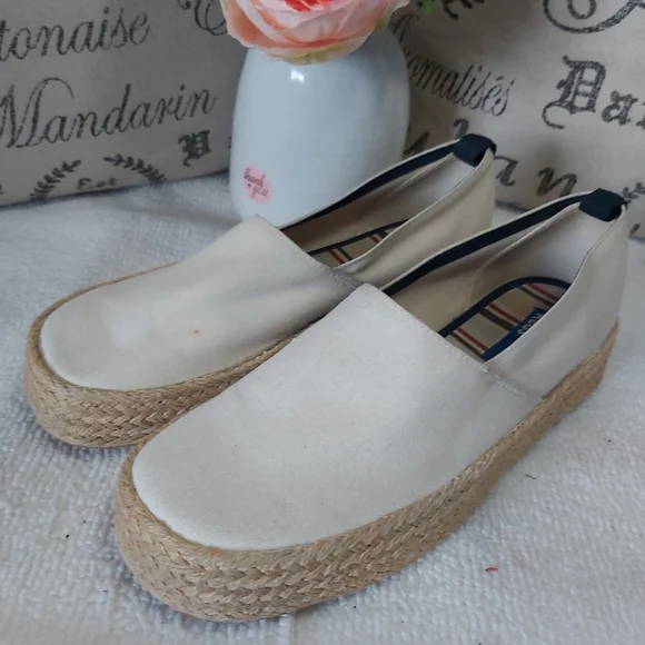 Y2K Keds beige canvas platform espadrilles loafers slip on shoes - Picture 4 of 15